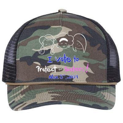 I Vote To Protect Our Sisters Vote For Democrats In 2024 Retro Rope Trucker Hat Cap