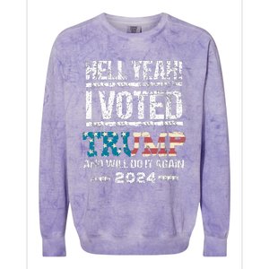 I Voted Trump 2024 Colorblast Crewneck Sweatshirt