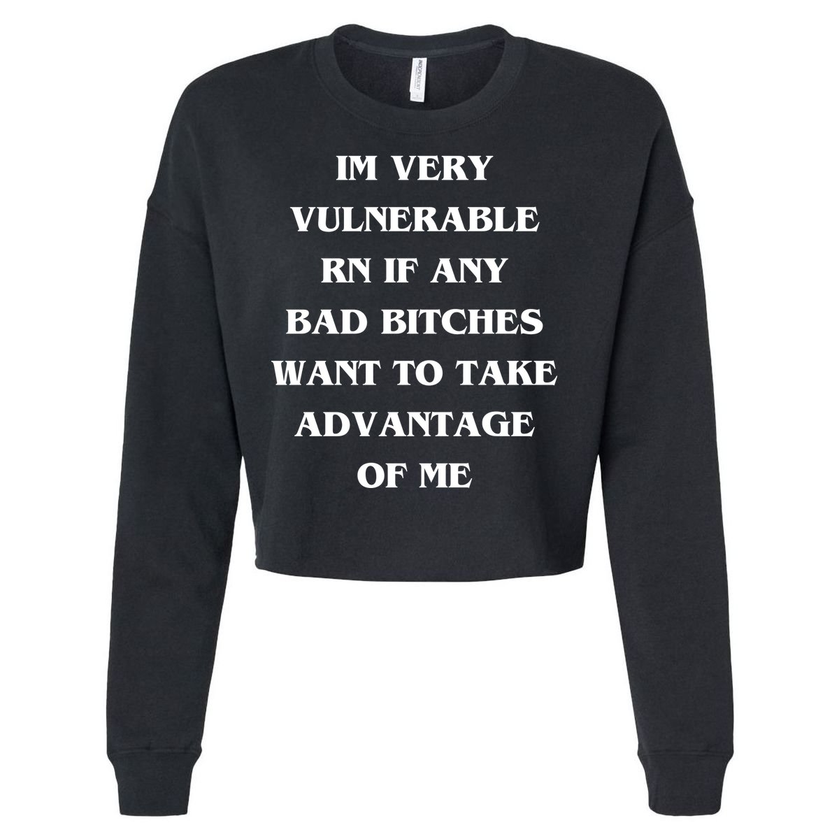 IM VERY VULNERABLE RN IF ANY BAD BITCHES WANT TO TAKE Cropped Pullover Crew