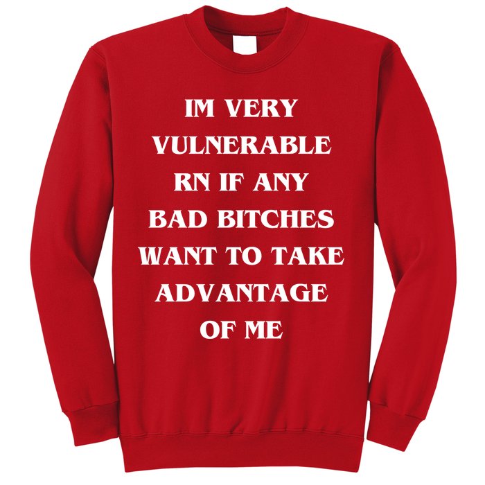 IM VERY VULNERABLE RN IF ANY BAD BITCHES WANT TO TAKE Sweatshirt