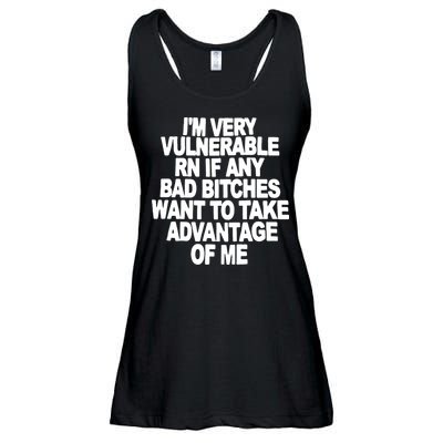 I'M VERY VULNERABLE RN IF ANY BAD BITCHES WANT TO TAKE ADVANTAGE OF ME. Ladies Essential Flowy Tank