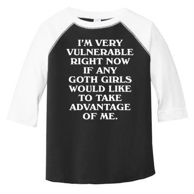 Im Very Vulnerable Right Now Funny Goth Humor Quote Toddler Fine Jersey T-Shirt