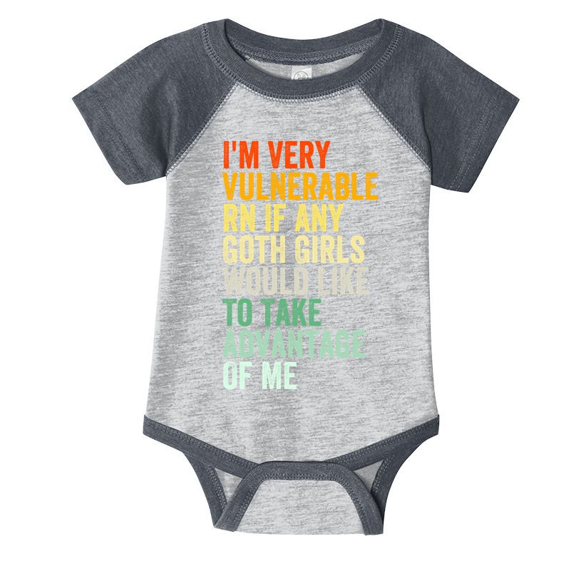 Im Very Vulnerable Rn If Any Goth Girl Funny Quote Infant Baby Jersey Bodysuit