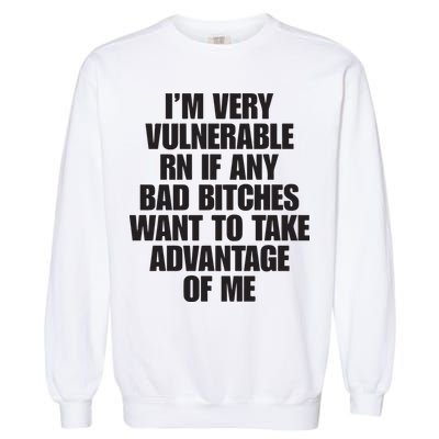 I’m Very Vulnerable Rn If Any Bad Bitches Want To Take Advantage Of Me Garment-Dyed Sweatshirt