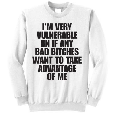 I’m Very Vulnerable Rn If Any Bad Bitches Want To Take Advantage Of Me Sweatshirt