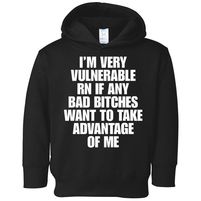 I’m Very Vulnerable Rn If Any Bad Bitches Want To Take Advantage Of Me Toddler Hoodie