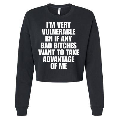I’m Very Vulnerable Rn If Any Bad Bitches Want To Take Advantage Of Me Cropped Pullover Crew