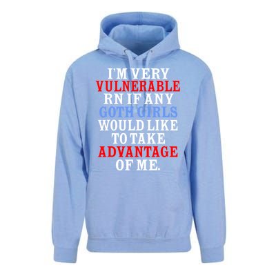 Im Very Vulnerable Rn If Any Goth Girl Funny Quote Unisex Surf Hoodie