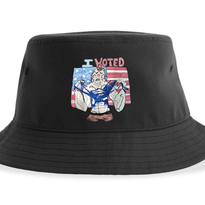 I Voted Werewolf Funny Sustainable Bucket Hat
