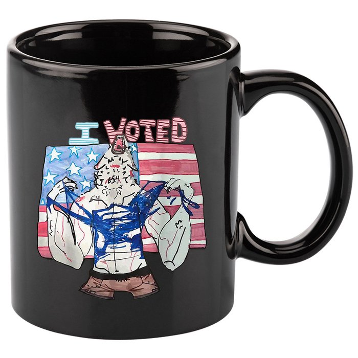 I Voted Werewolf Funny 11oz C Handle Ceramic Mug