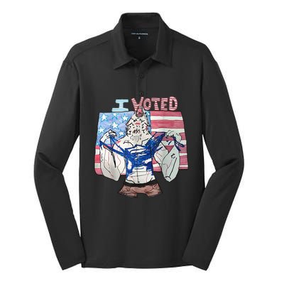 I Voted Werewolf Funny Silk Touch Performance Long Sleeve Polo