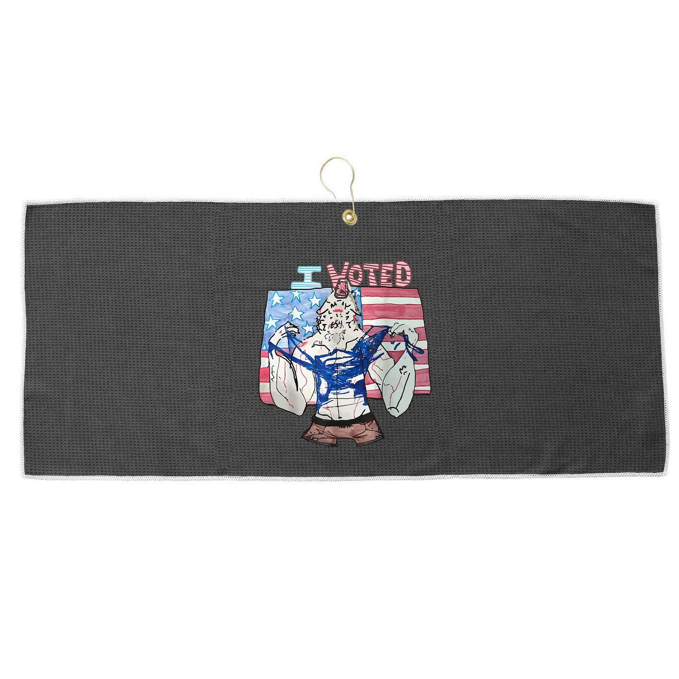 I Voted Werewolf Funny Large Microfiber Waffle Golf Towel