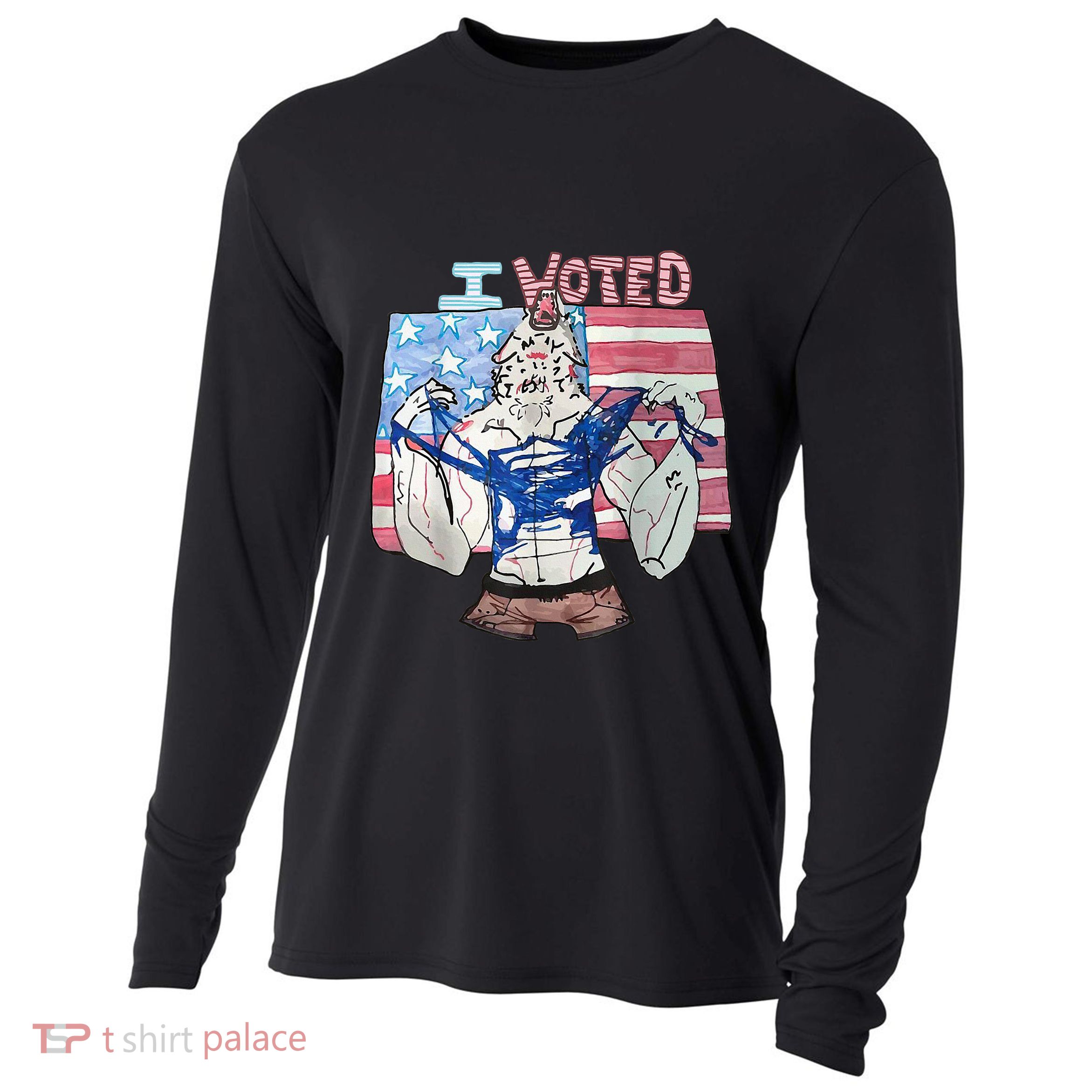 I Voted Werewolf Funny Cooling Performance Long Sleeve Crew