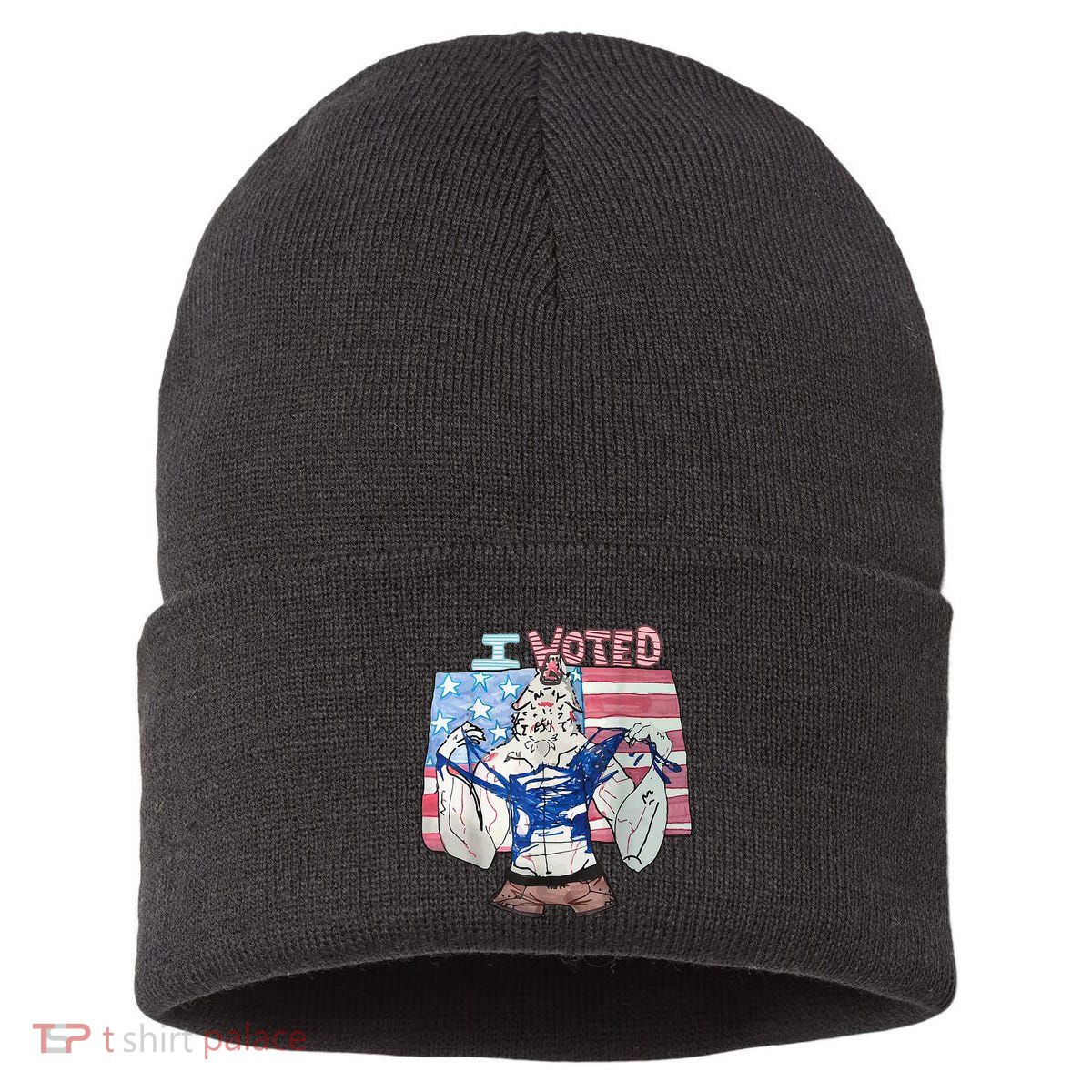 I Voted Werewolf Funny Sustainable Knit Beanie