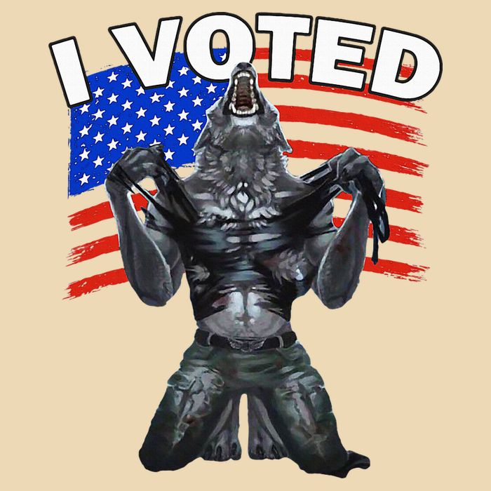 I Voted Werewolf Drawstring Bag
