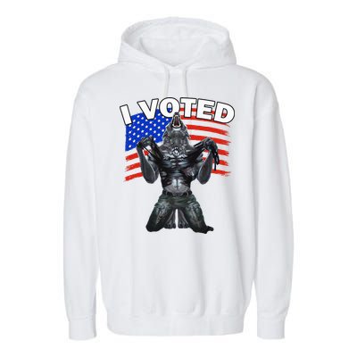 I Voted Werewolf Garment-Dyed Fleece Hoodie