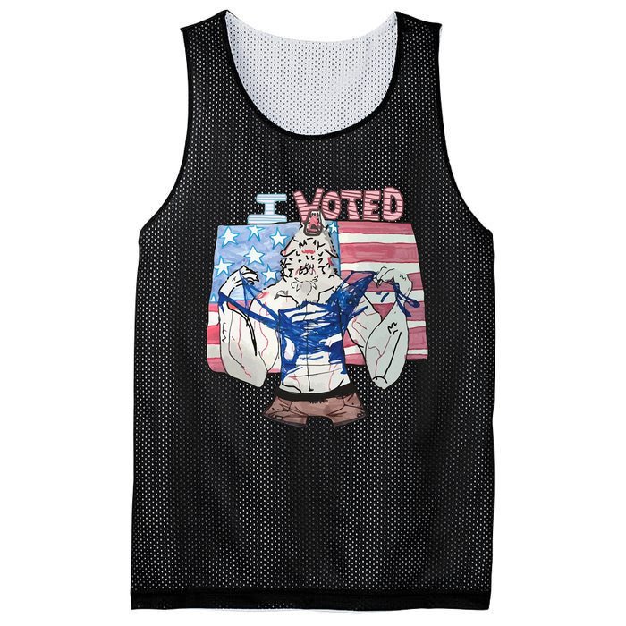 I Voted Werewolf Funny Mesh Reversible Basketball Jersey Tank