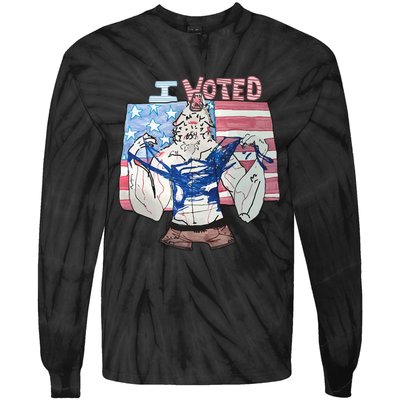 I Voted Werewolf Funny Tie-Dye Long Sleeve Shirt