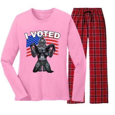 I Voted Werewolf Women's Long Sleeve Flannel Pajama Set 