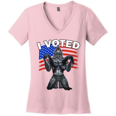 I Voted Werewolf Women's V-Neck T-Shirt