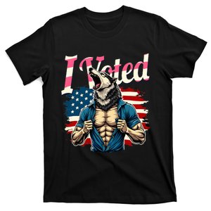 I Voted Werewolf Funny Sigma Meme Voting American Flag T-Shirt