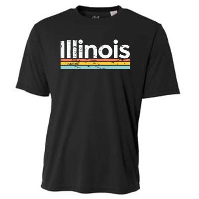 Illinois Vintage Worn Design Retro Stripes Classic Cooling Performance Crew T-Shirt