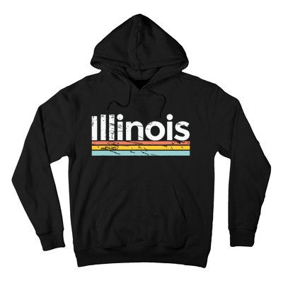 Illinois Vintage Worn Design Retro Stripes Classic Hoodie