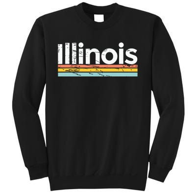 Illinois Vintage Worn Design Retro Stripes Classic Sweatshirt