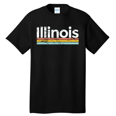 Illinois Vintage Worn Design Retro Stripes Classic Tall T-Shirt