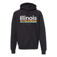 Illinois Vintage Worn Design Retro Stripes Classic Premium Hoodie