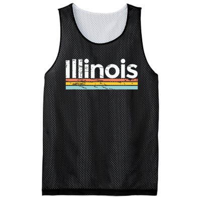 Illinois Vintage Worn Design Retro Stripes Classic Mesh Reversible Basketball Jersey Tank