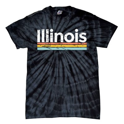 Illinois Vintage Worn Design Retro Stripes Classic Tie-Dye T-Shirt