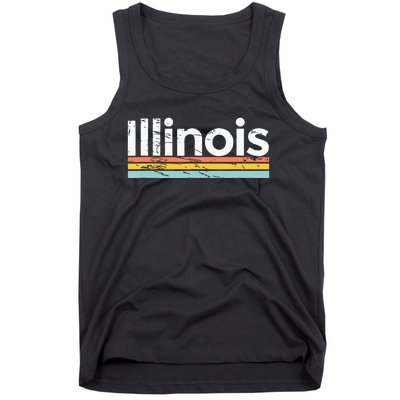 Illinois Vintage Worn Design Retro Stripes Classic Tank Top