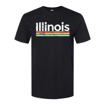 Illinois Vintage Worn Design Retro Stripes Classic Softstyle CVC T-Shirt