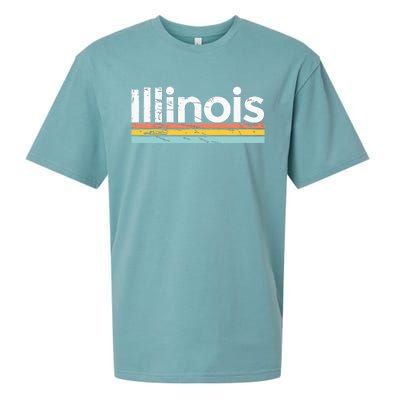 Illinois Vintage Worn Design Retro Stripes Classic Sueded Cloud Jersey T-Shirt