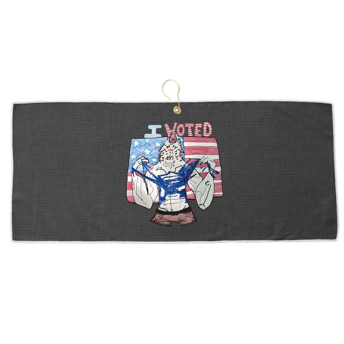 I Voted Werewolf Funny Large Microfiber Waffle Golf Towel