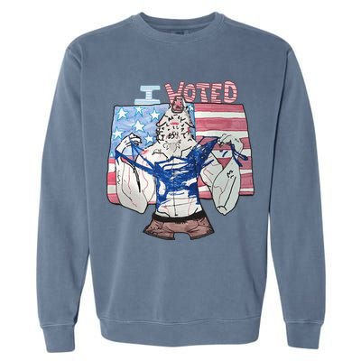 I Voted Werewolf Funny Garment-Dyed Sweatshirt