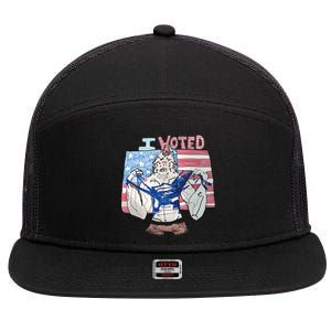 I Voted Werewolf Funny 7 Panel Mesh Trucker Snapback Hat