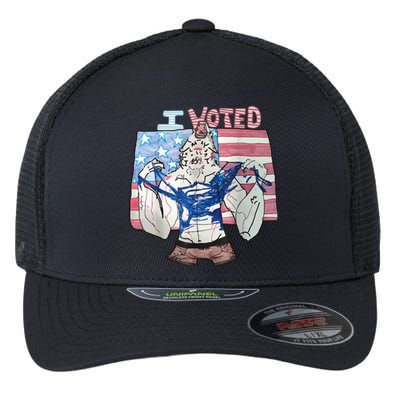 I Voted Werewolf Funny Flexfit Unipanel Trucker Cap