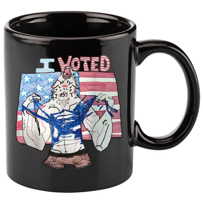 I Voted Werewolf Funny 11oz C Handle Ceramic Mug