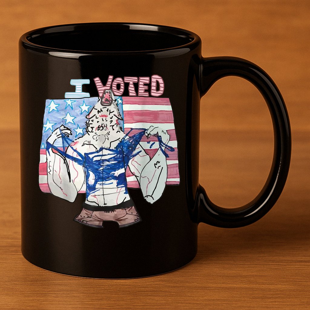 I Voted Werewolf Funny 11oz C Handle Ceramic Mug