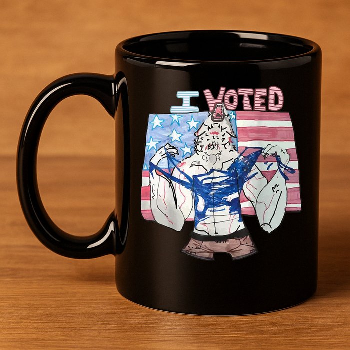 I Voted Werewolf Funny 11oz C Handle Ceramic Mug