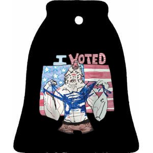 I Voted Werewolf Funny Ceramic Bell Ornament