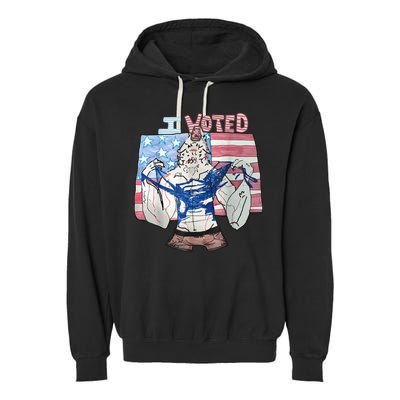 I Voted Werewolf Funny Garment-Dyed Fleece Hoodie
