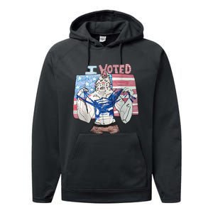 I Voted Werewolf Funny Performance Fleece Hoodie