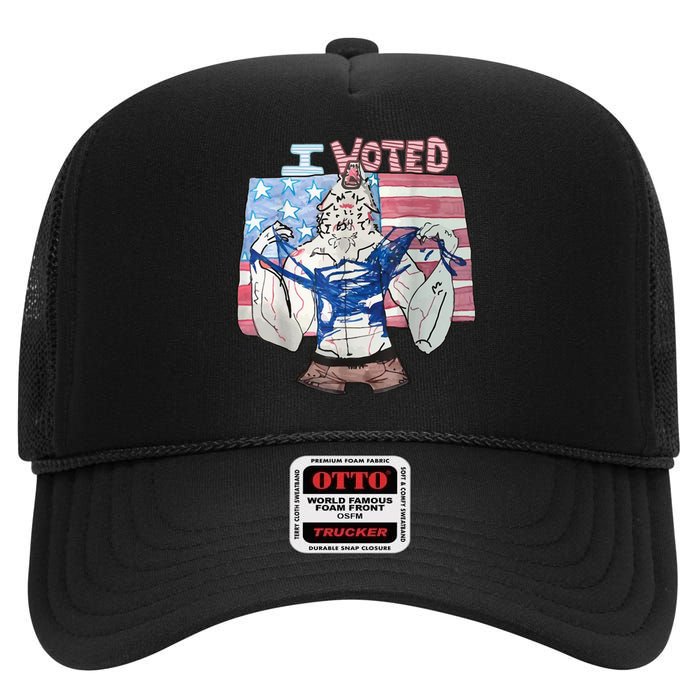 I Voted Werewolf Funny High Crown Mesh Back Trucker Hat