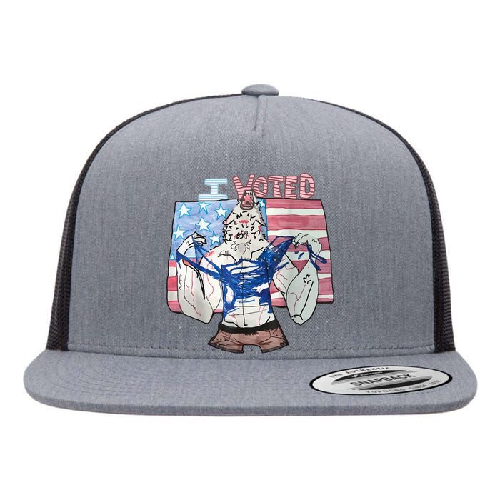 I Voted Werewolf Funny Flat Bill Trucker Hat