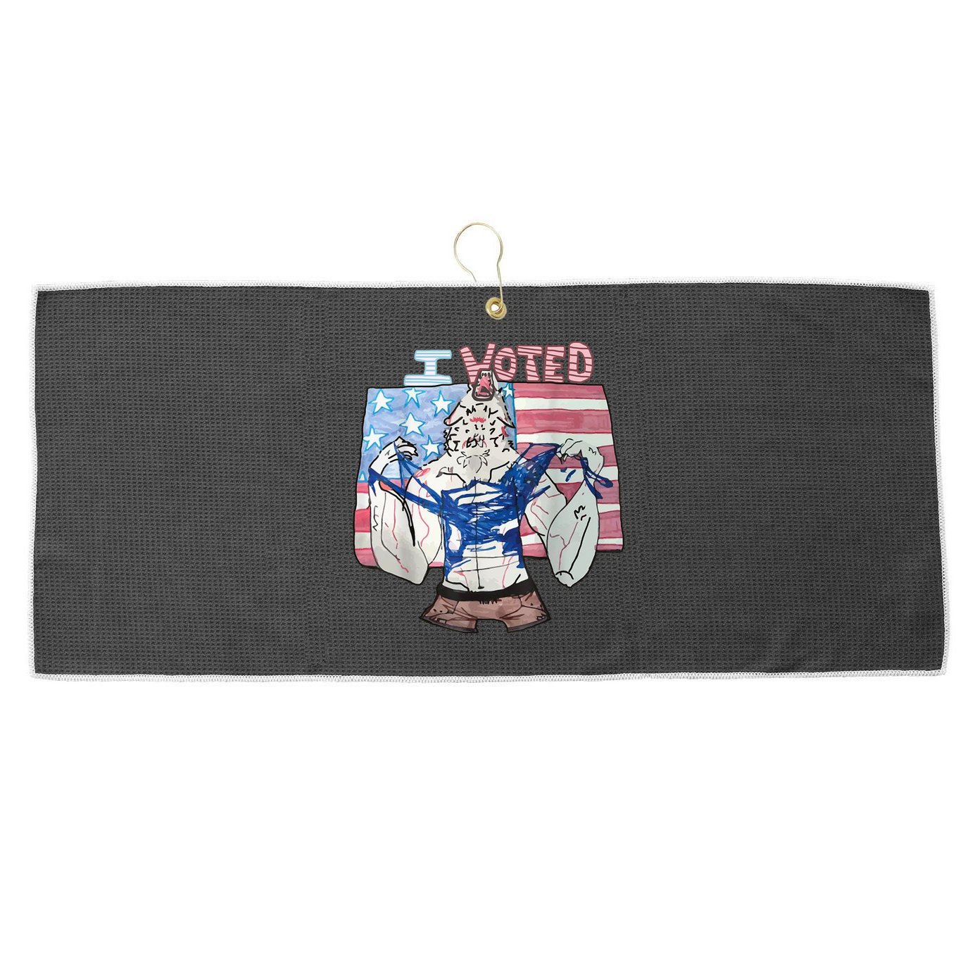 I Voted Werewolf Funny Large Microfiber Waffle Golf Towel