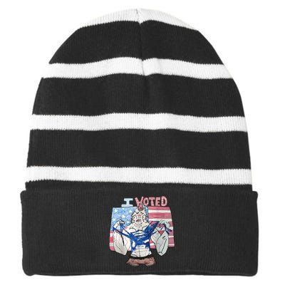 I Voted Werewolf Funny Striped Beanie with Solid Band