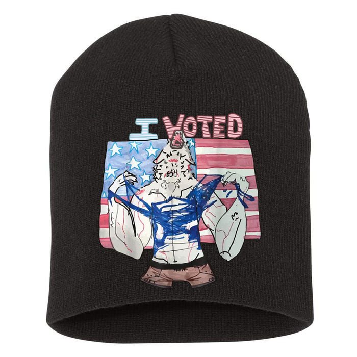 I Voted Werewolf Funny Short Acrylic Beanie